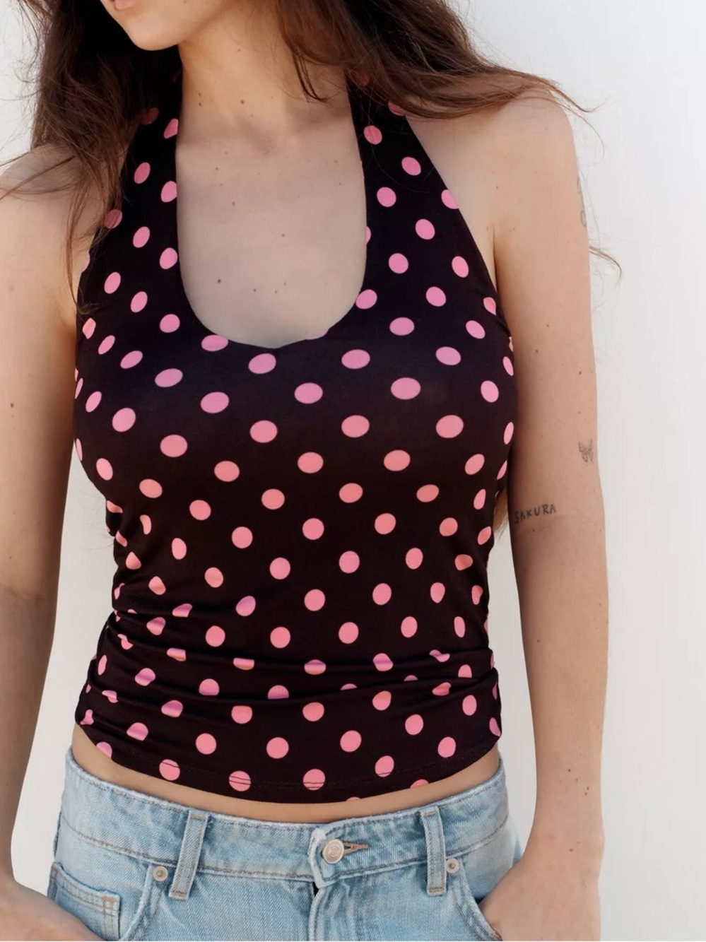 NWT ZARA POLKA DOT HALTER TOP